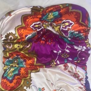 Ruched satin mini dress